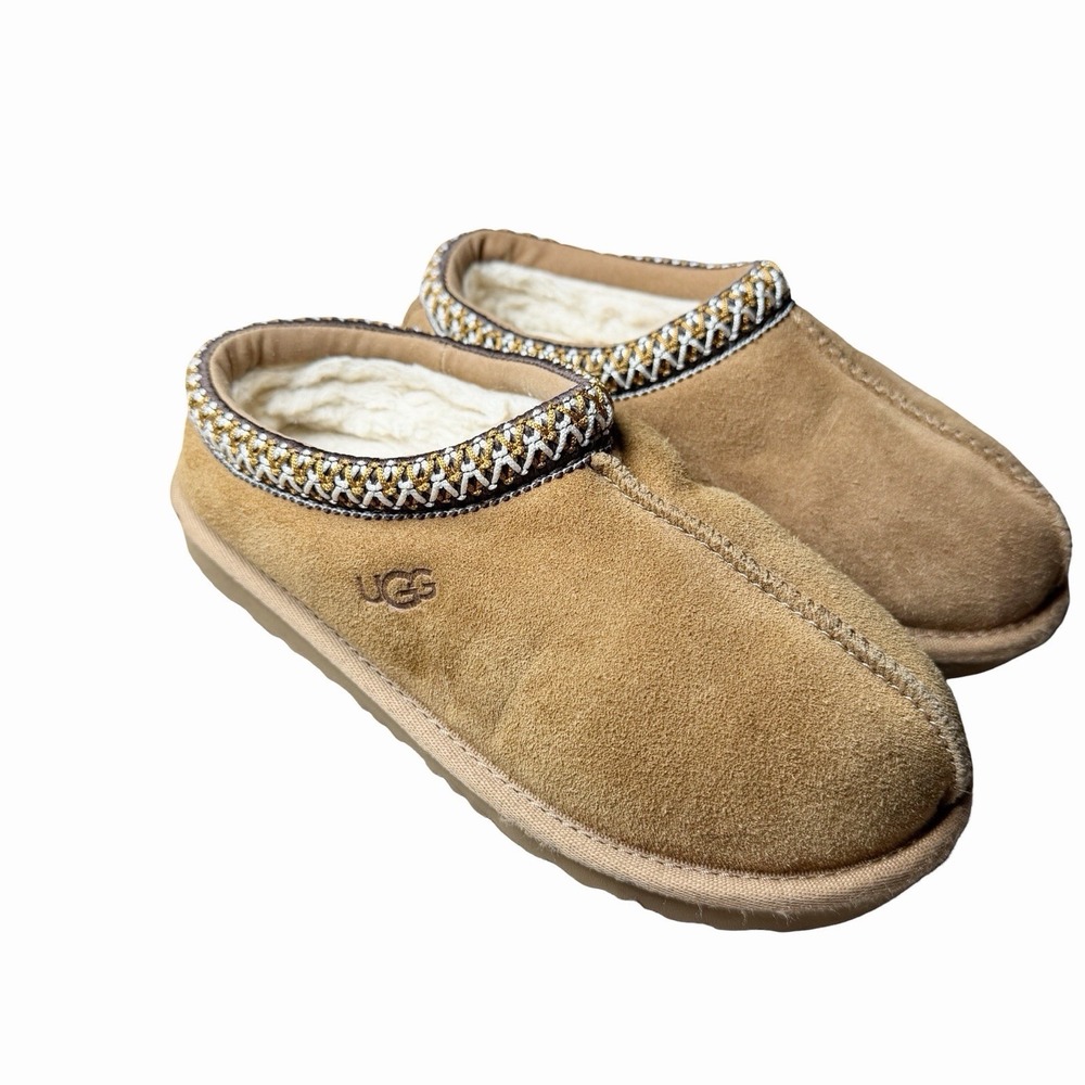 UGG Tasman II Kids 13 Chestnut Suede Shearling Lined Slippers 1019066K Cozy